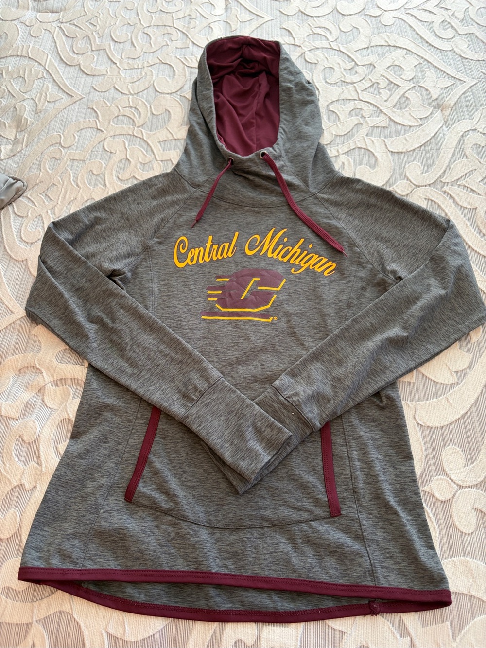 Colosseum Gray Pullover Hoodie with Maroon Accents